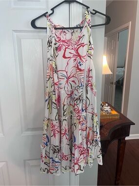 CeCe White Multicolor Floral Print Dress